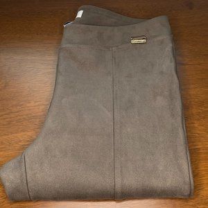 Calvin Klein High Rise Faux Suede Skinny Pants - Gray